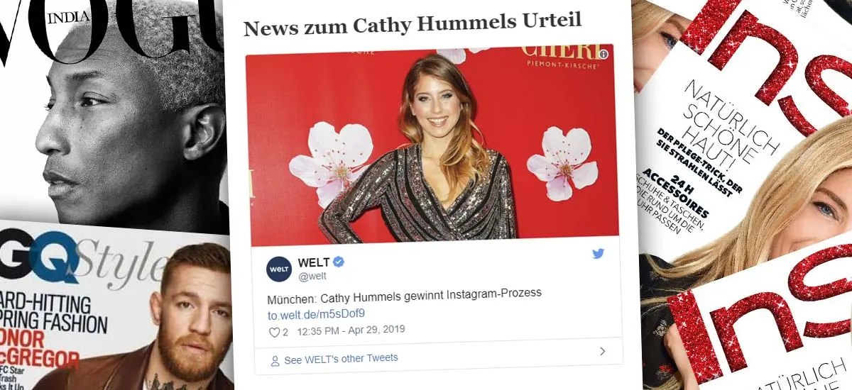 Cathy Hummels gana un juicio en Munich: Publicidad en Instagram - Sentencia