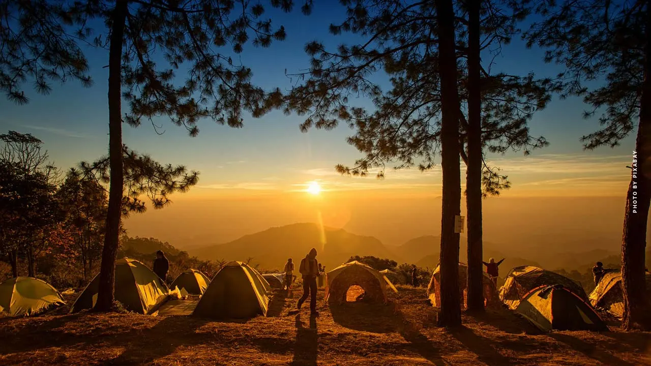 Acampar en tiendas de campaña: sacos de dormir, colchonetas y hamacas.