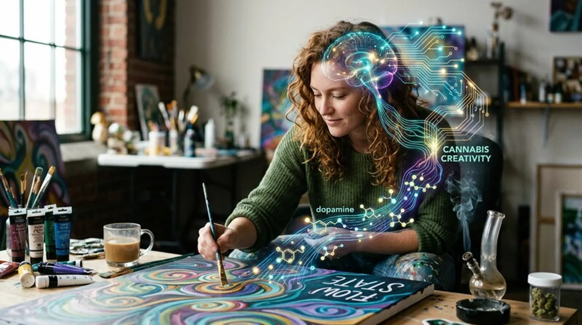 Cannabis Kreativitaet Dopamin Flow Thc Inspiration Frontallappen Studie Wirkung